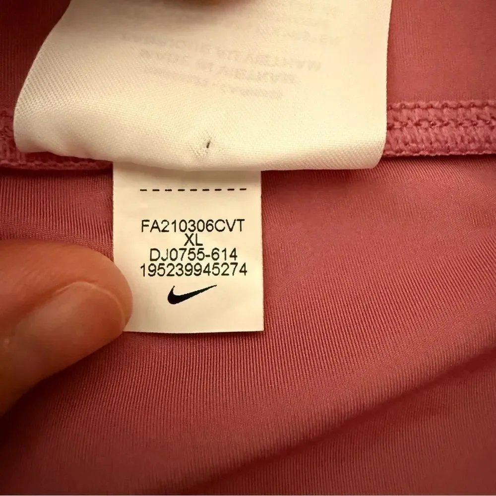 Nike Dri Fit Leggings Womens Sz XL Pink Logo Ankle Athleisure Workout Gym Yoga